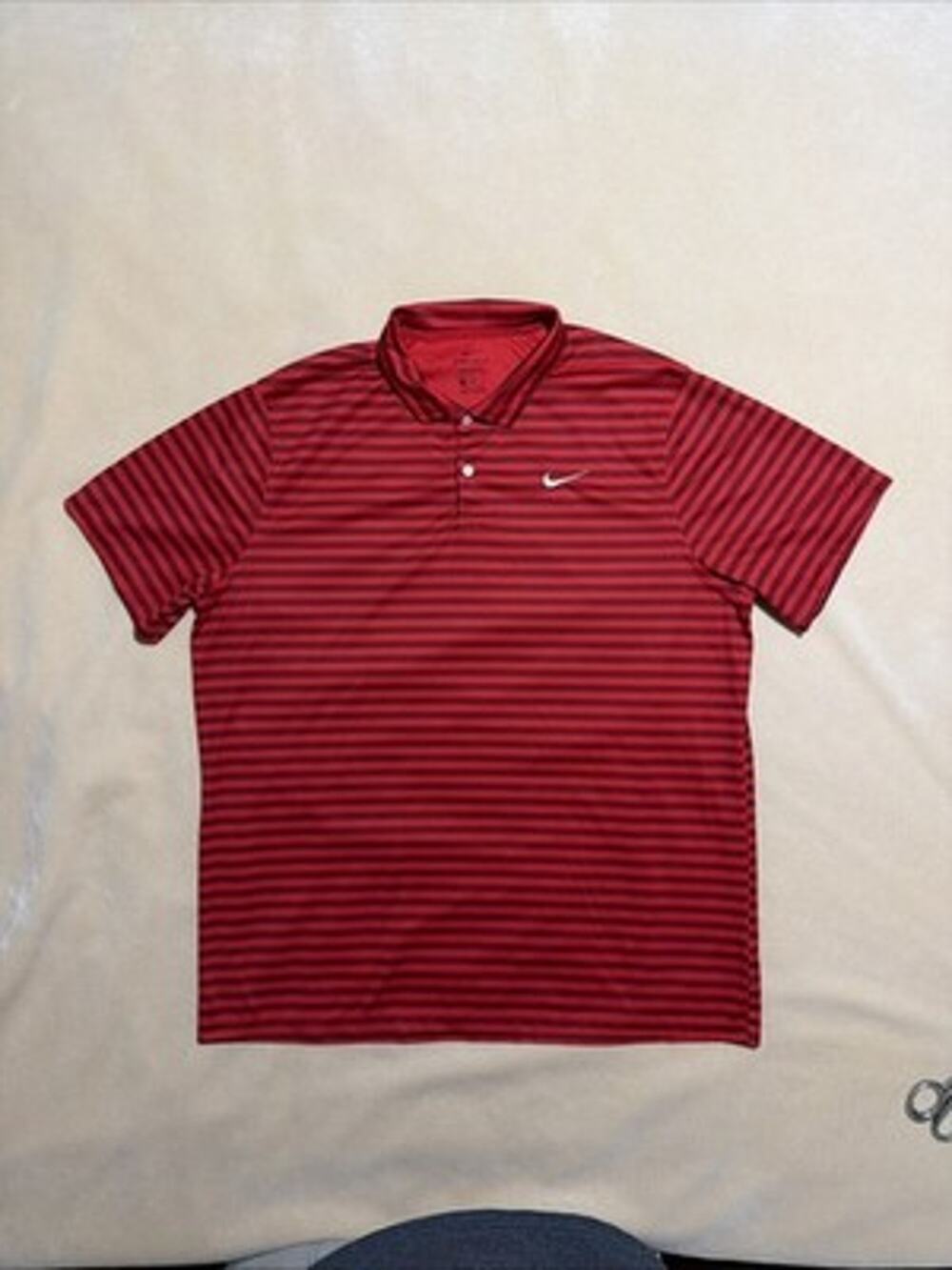 Nike Dri-Fit Essential Golf Polo Shirt Red/Black Striped Men's XL Performance